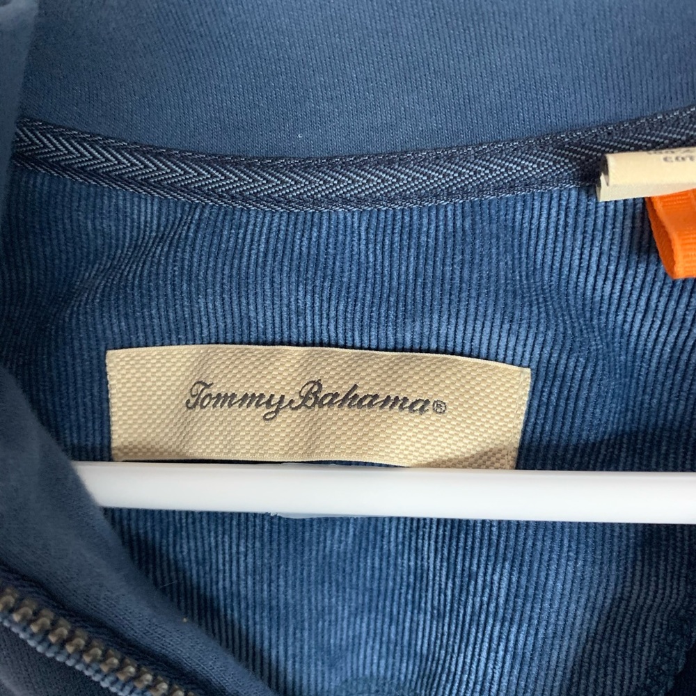 Tommy Bahama blue quarter zip sweater - Picture 2 of 7